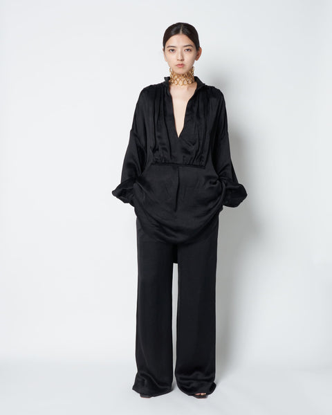 LISILE - GATHERED SATIN OVERSIZE SHIRT