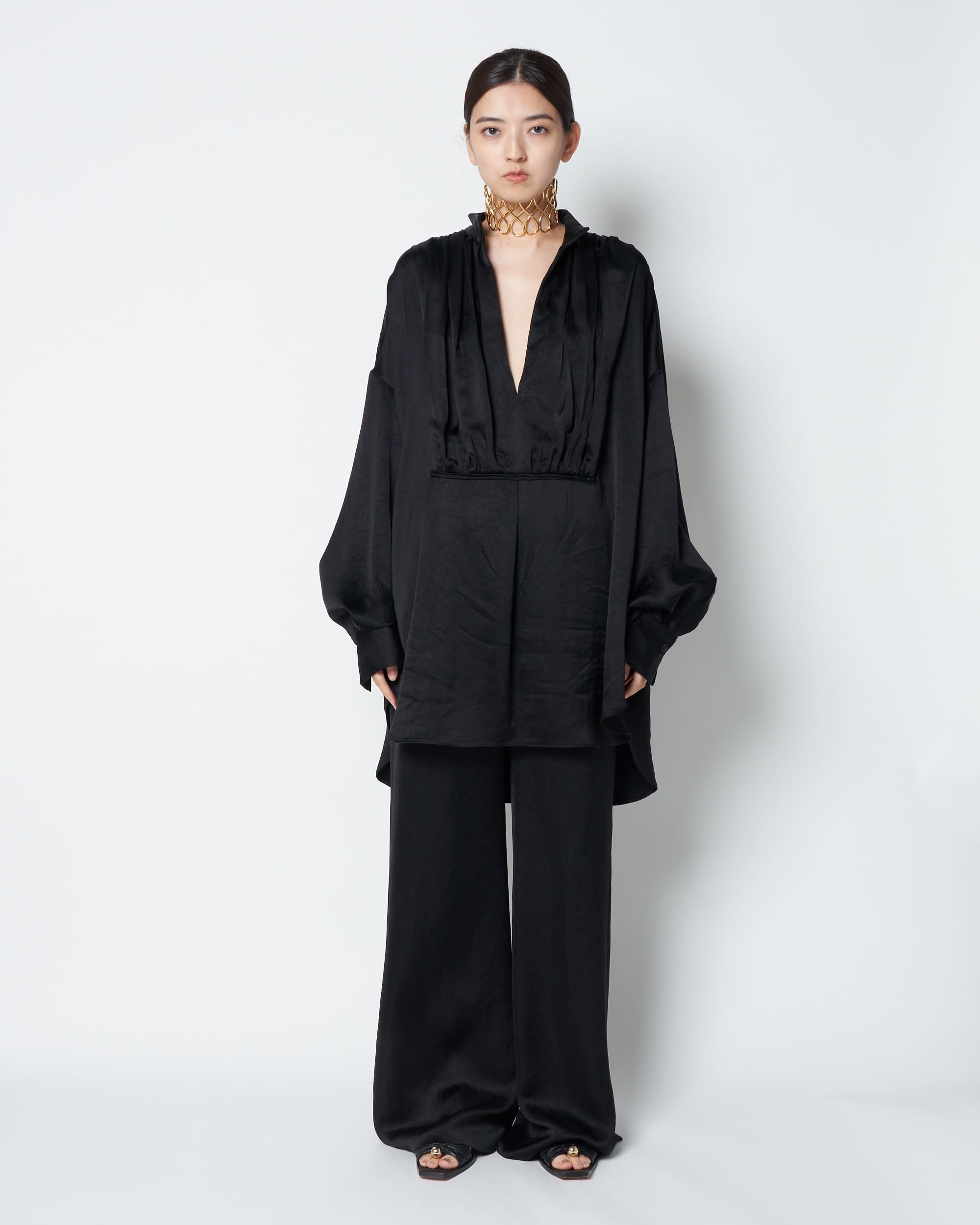 LISILE - GATHERED SATIN OVERSIZE SHIRT