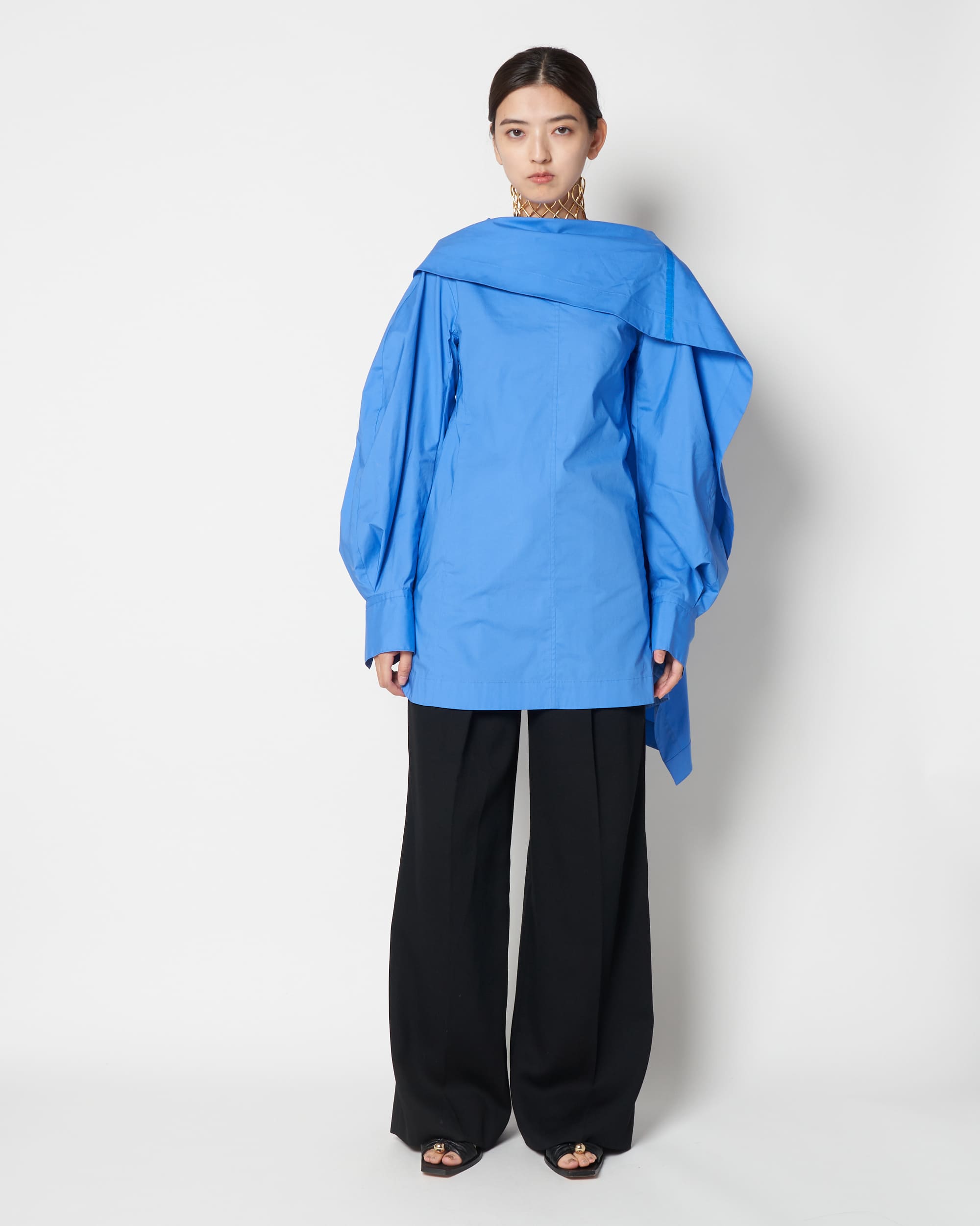 LIUX - COTTON DRAPED ASYMMETRY SHIRT