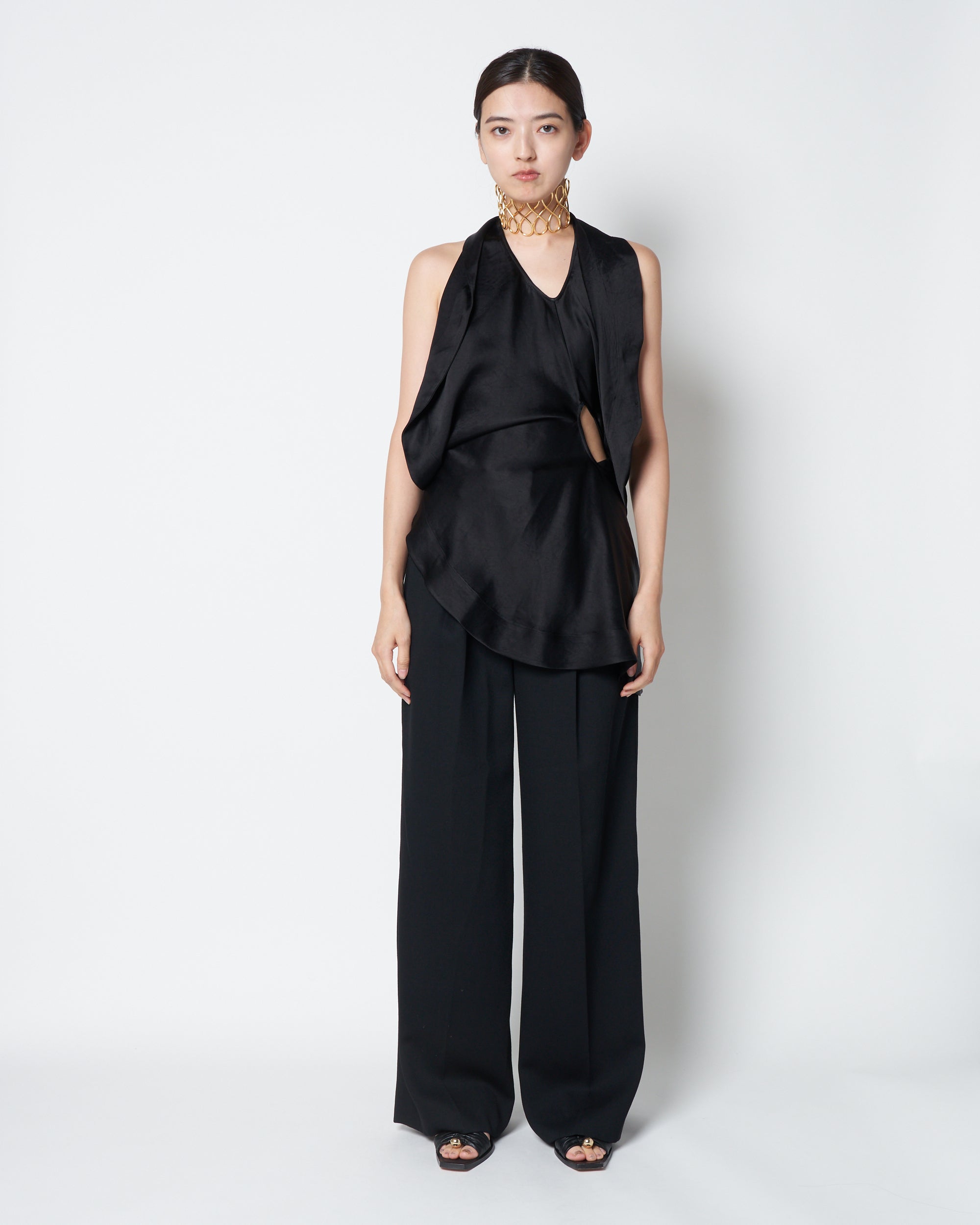 【PRE ORDER】LORNA - SATIN ASYMMETRY CUT OUT TOP