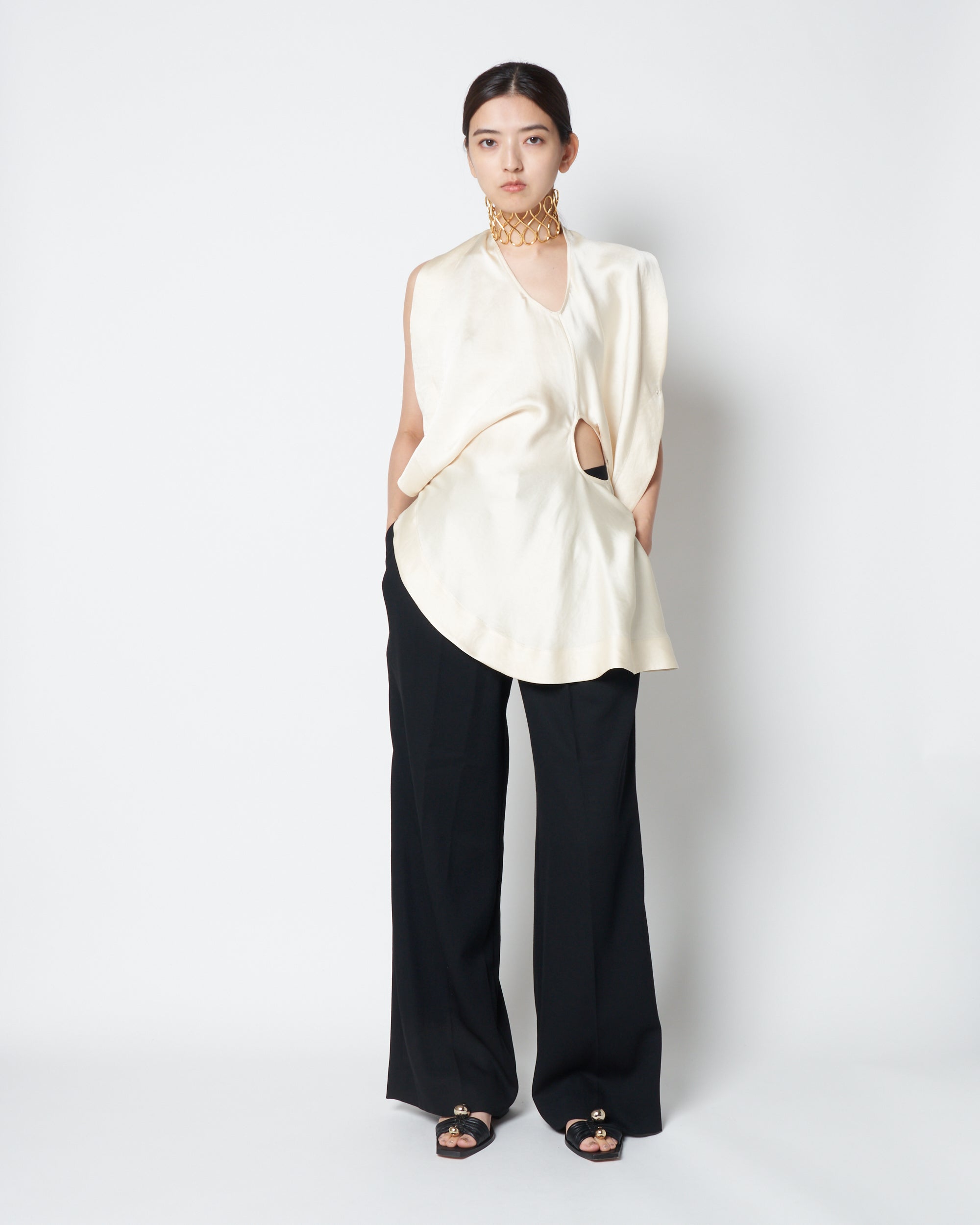 【PRE ORDER】LORNA - SATIN ASYMMETRY CUT OUT TOP