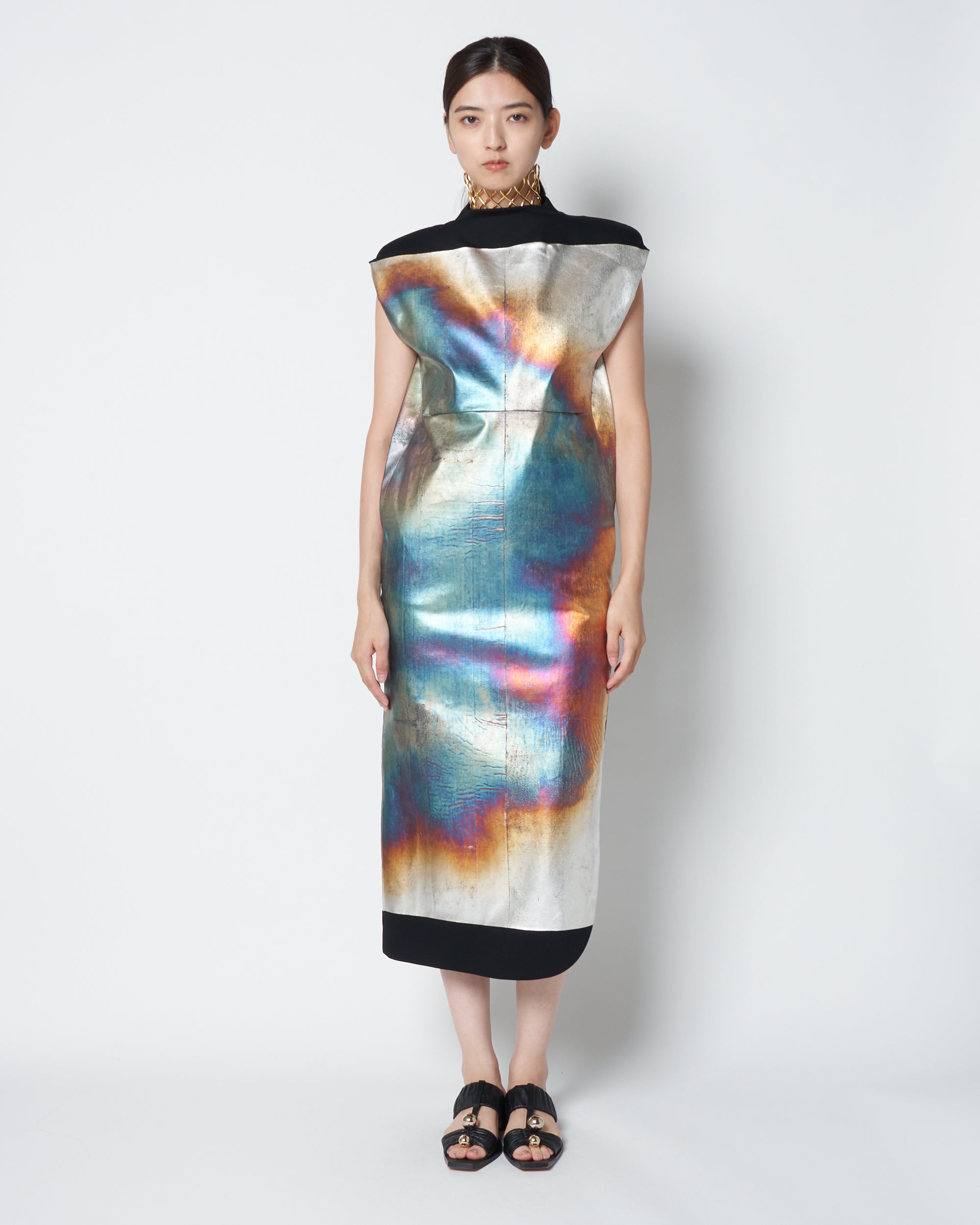 【PRE ORDER】LUCY - WOOL STRUCTURED DRESS WITH FOIL COATING