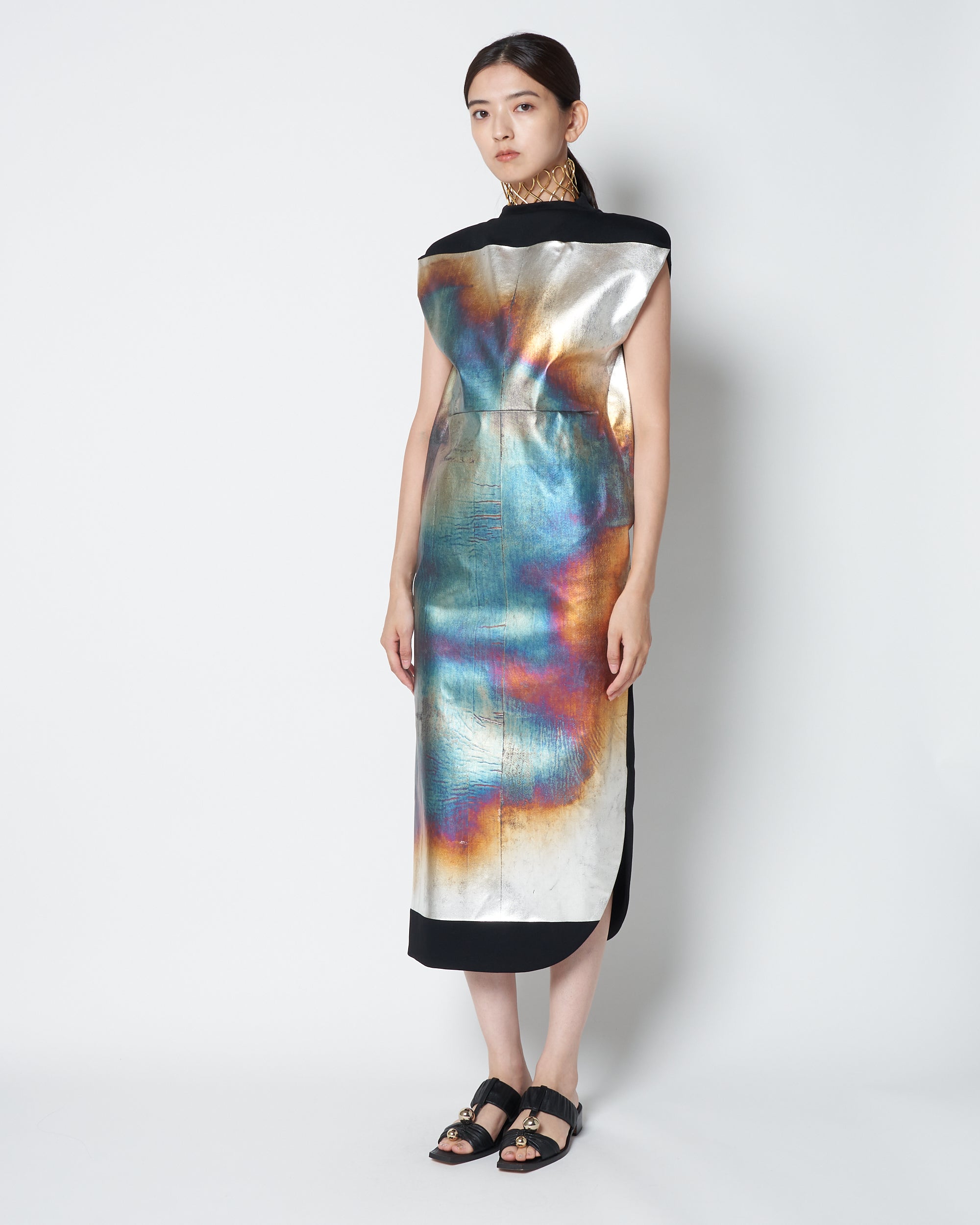 【PRE ORDER】LUCY - WOOL STRUCTURED DRESS WITH FOIL COATING