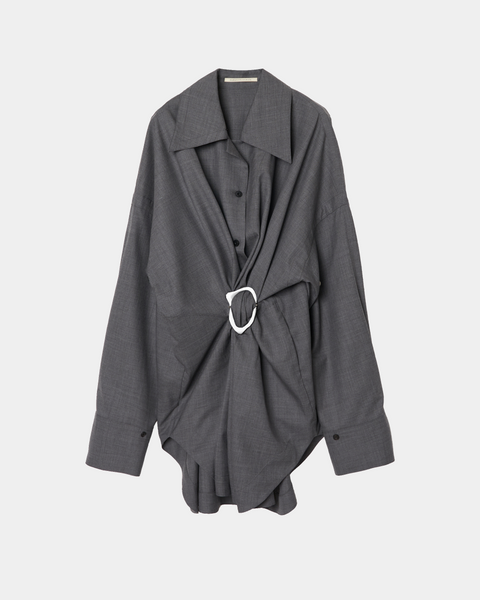 MARIALUISA - WOOL GATHERED SHIRT WITH BUCKLE