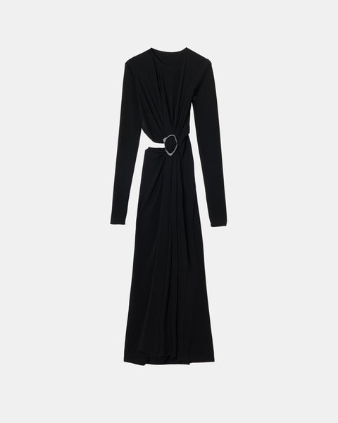 MILENA - JERSEY GATHERED DRESS WITH BUCKLE