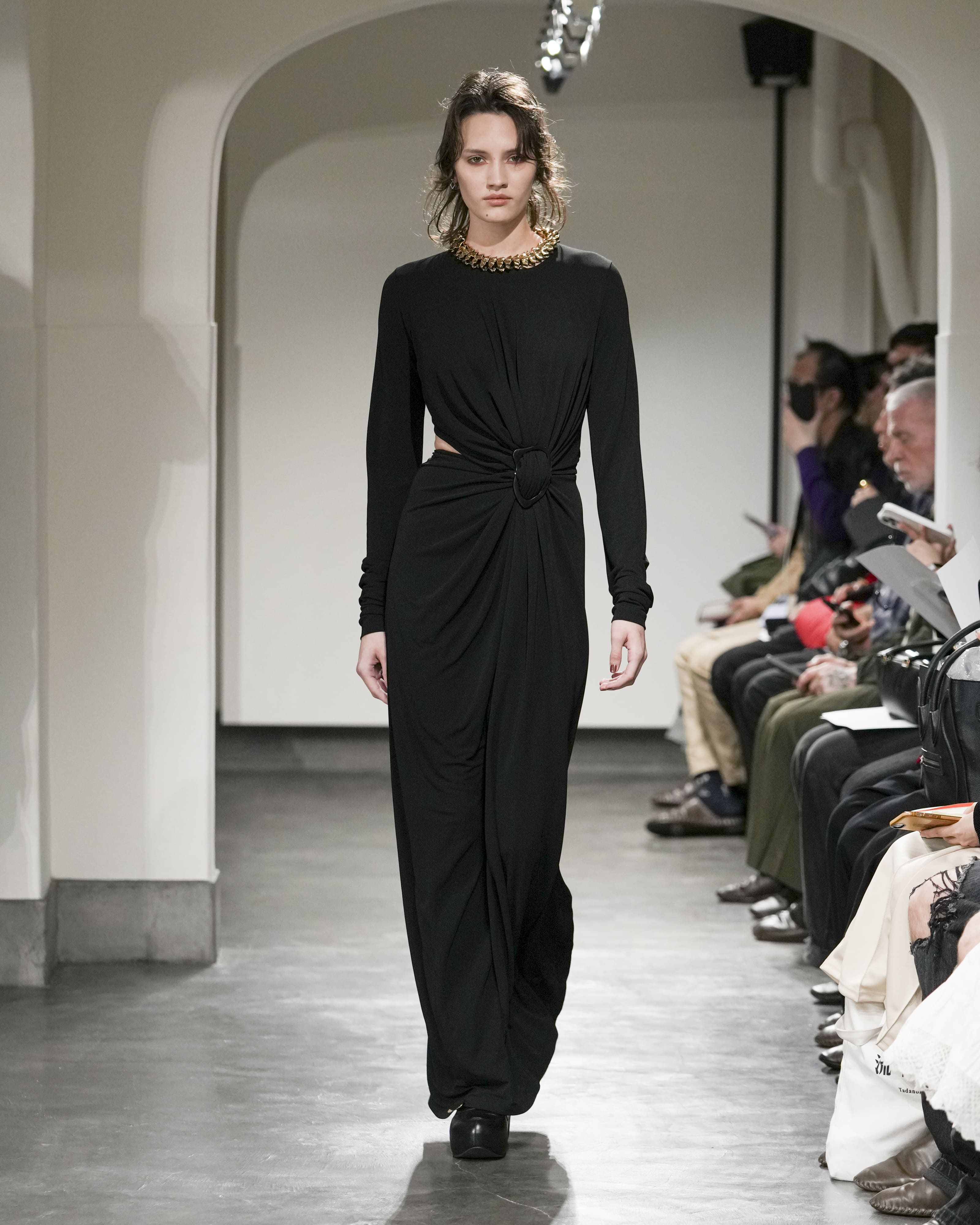 MILENA - JERSEY GATHERED DRESS WITH BUCKLE