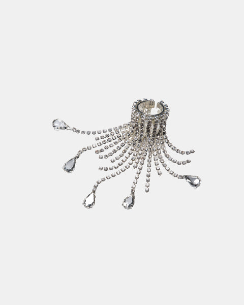 STRASS FRINGE RING  SHORT - SILVER