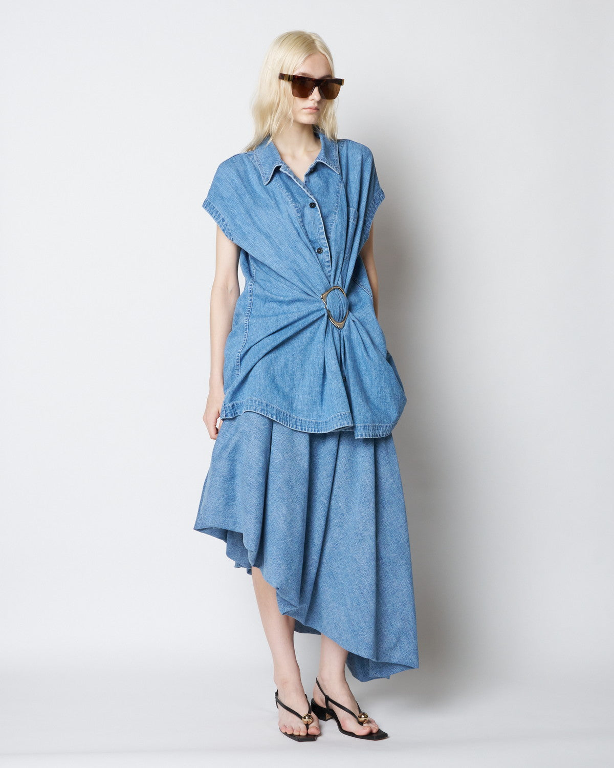 【PRE ORDER】NOA - DENIM GATHERED TOP WITH BUCKLE