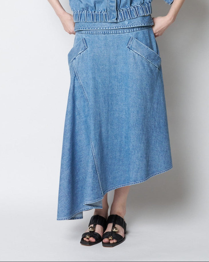 【PRE ORDER】PLUME - ASYMMETRICAL DENIM SKIRT