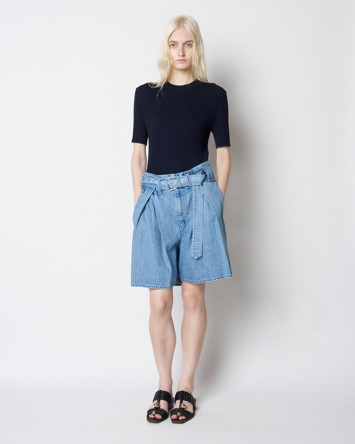 【PRE ORDER】PAUL - DENIM BELTED SHORT PANTS