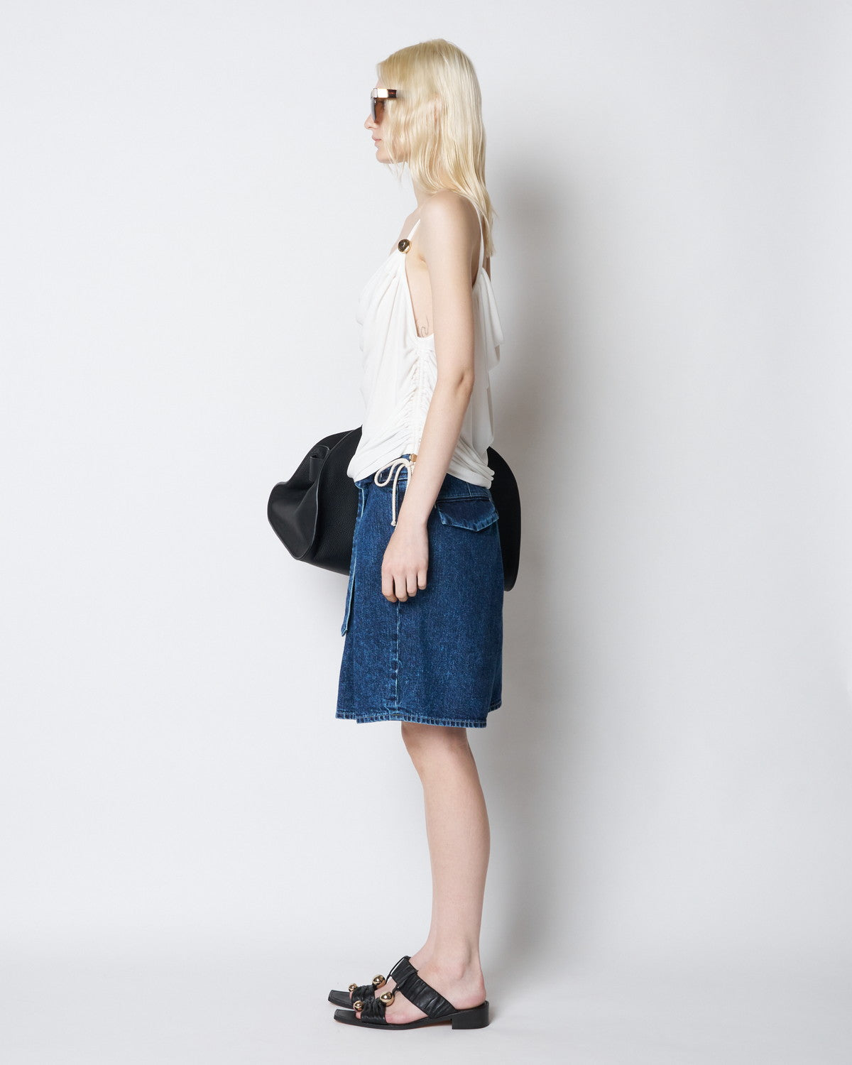 【PRE ORDER】PERINE - DRAPED COWL TOP WITH METALLIC BUTTON