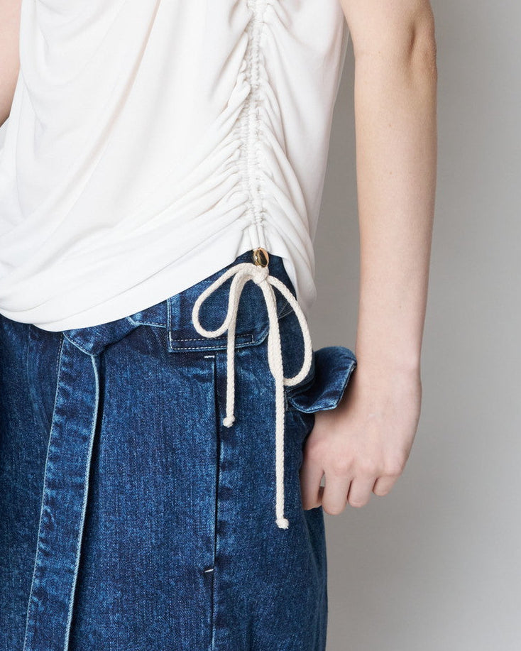【PRE ORDER】PERINE - DRAPED COWL TOP WITH METALLIC BUTTON